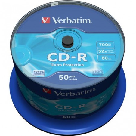 VERBATIM CD-R 700MB 52X 50 PACK SPINDLE EXTRA PROTECTION SURFACE 43351