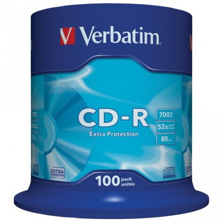 VERBATIM CD-R 700MB 52X 100 PACK SPINDLE EXTRA PROTECTION SURFACE 43411