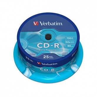 VERBATIM CD-R 700MB 52X 25 PACK SPINDLE EXTRA PROTECTION SURFACE 43432