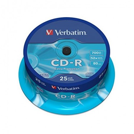 VERBATIM CD-R 700MB 52X 25 PACK SPINDLE EXTRA PROTECTION SURFACE 43432