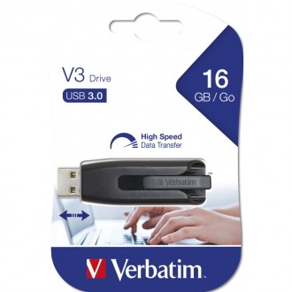 VERBATIM PENDRIVE V3 16GB RETRACTIL USB 3.2 BLACK