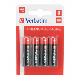 VERBATIM ALKALINE BATTERIES AA LR06 4 PCS PACK 49921