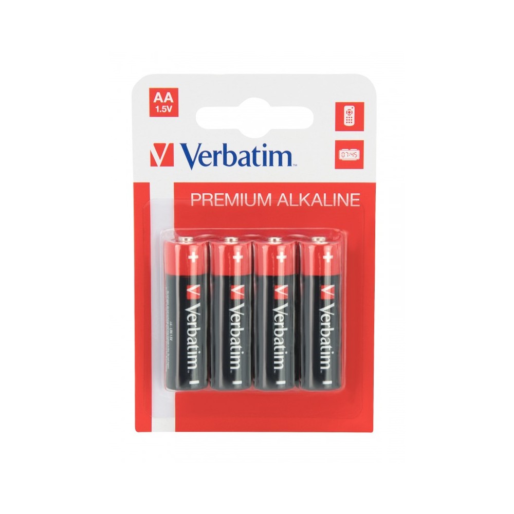 VERBATIM ALKALINE BATTERIES AA LR06 4 PCS PACK 49921