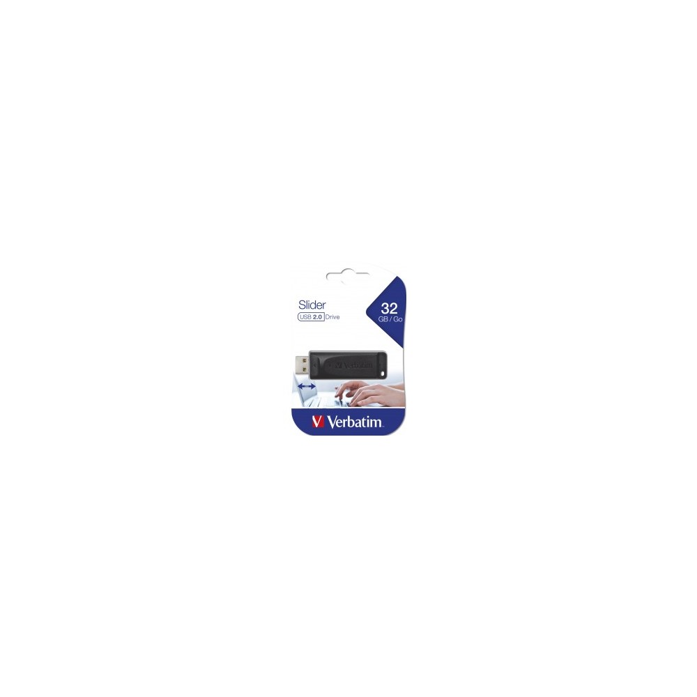 VERBATIM PENDRIVE STORENGO SLIDER 32GB RETRACTABLE USB 2.0 BLACK