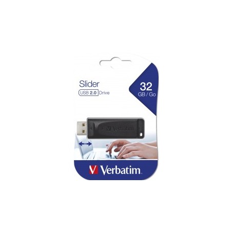 VERBATIM PENDRIVE STORENGO SLIDER 32GB RETRACTABLE USB 2.0 BLACK