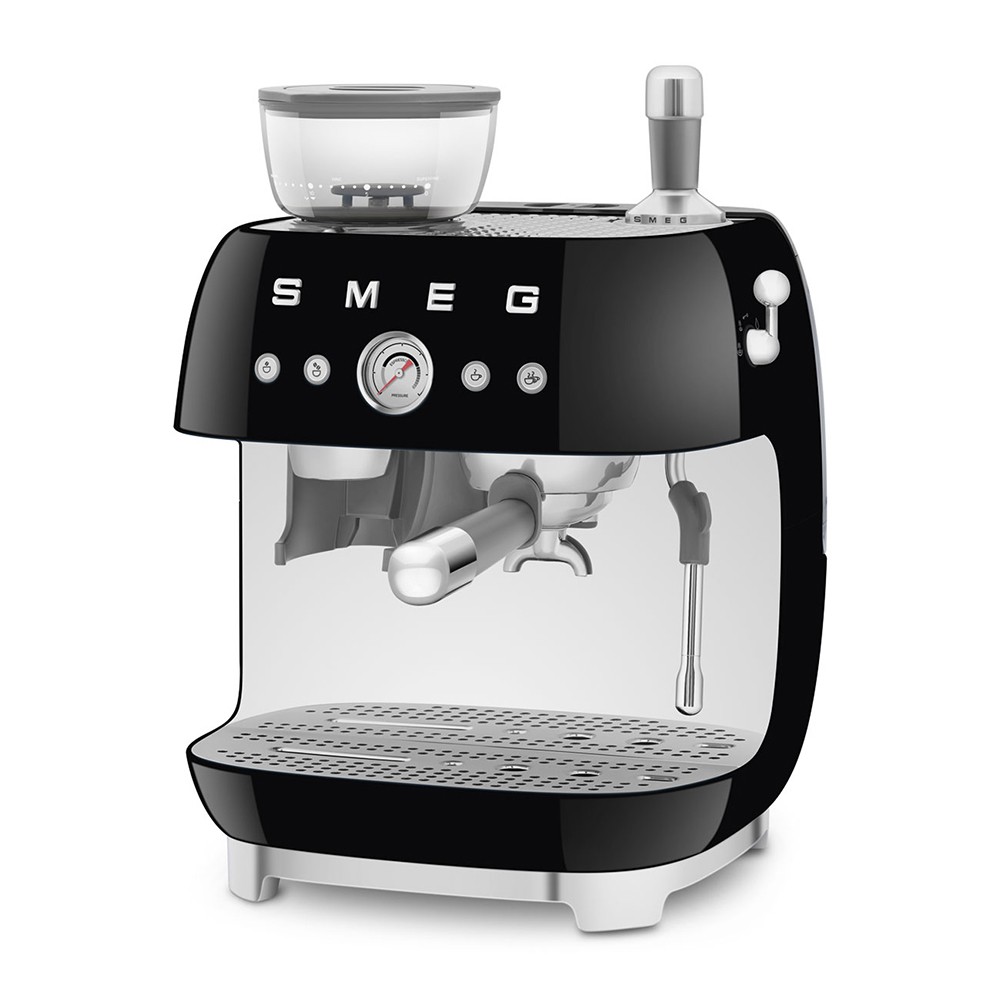 SMEG ESPRESSO MACHINE 50STYLE WITH INTEGRATED GRINDER BLACK EGF03BLEU'