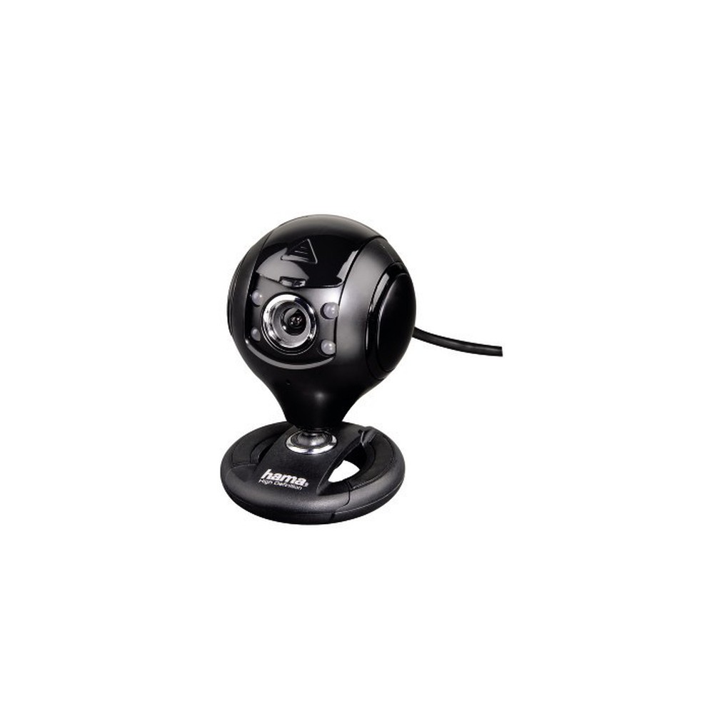 Hama Webcam per PC HD "Spy Protect", HD 720p 16:9, USB+Jack 3,5mm, microfono integrato, 4 led, supporto a clip, protezioni lenti