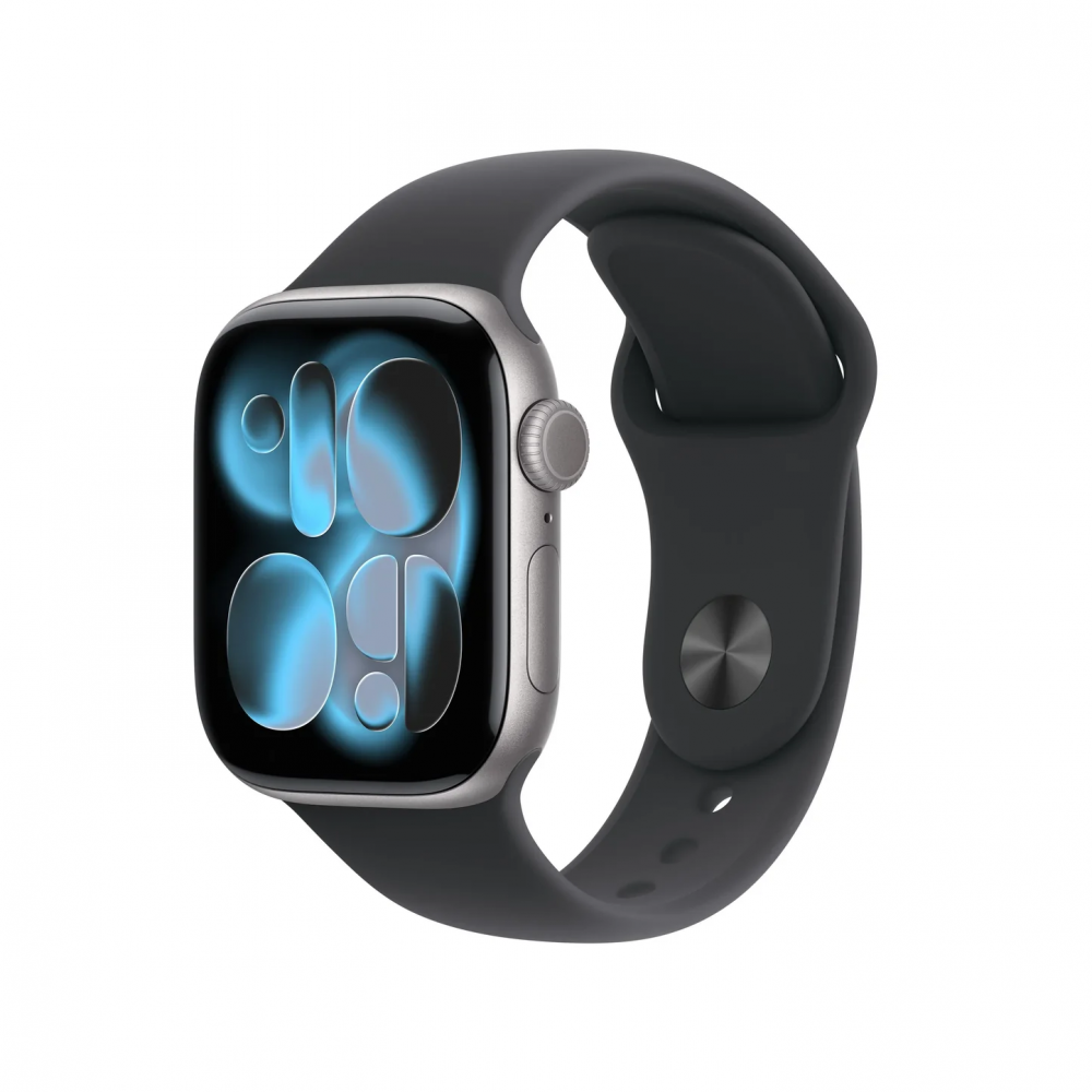 APPLE WATCH SERIES 11 GPS 46MM SPACE GREY ALUMINIUM CASE WITH BLACK SPORT BAND M/L MEV44WF/A