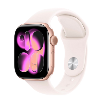 APPLE WATCH SERIES 11 GPS 46MM ROSE GOLD ALUMINIUM CASE WITH LIGHT BLUSH SPORT BAND S/M MEV64WF