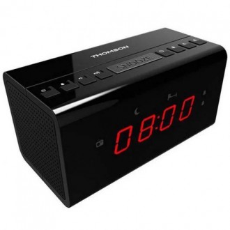 THOMSON FM CLOCK RADIO DOUBLE ALARM BLACK CR50