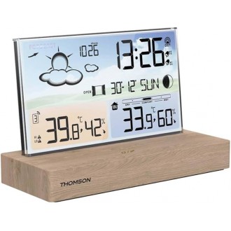 THOMSON ALARM CLOCK WITH WEATHER STATION AND WIRELESS SENSOR WOOD FINISH CT600