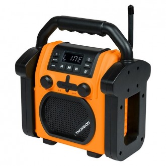 THOMSON BT JOBSITE SPEAKER WITH FM RADIO AND USB CHARGING PORT ORANGE/BLACK WKR60BT