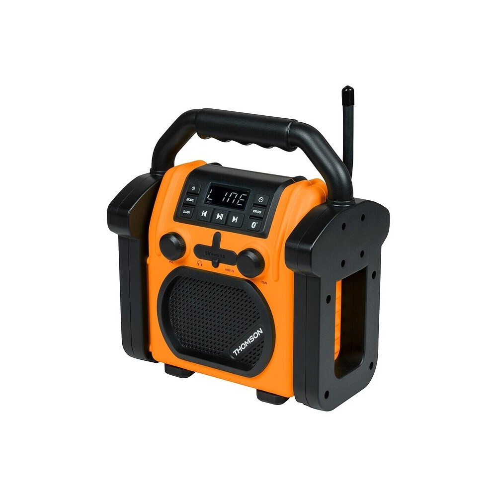 THOMSON BT JOBSITE SPEAKER WITH FM RADIO AND USB CHARGING PORT ORANGE/BLACK WKR60BT